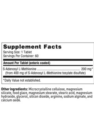 SAMe 200 - 200mg of S-Adenosyl L-Methionine in an enteric-coated tablet for mood, joint, and liver support.