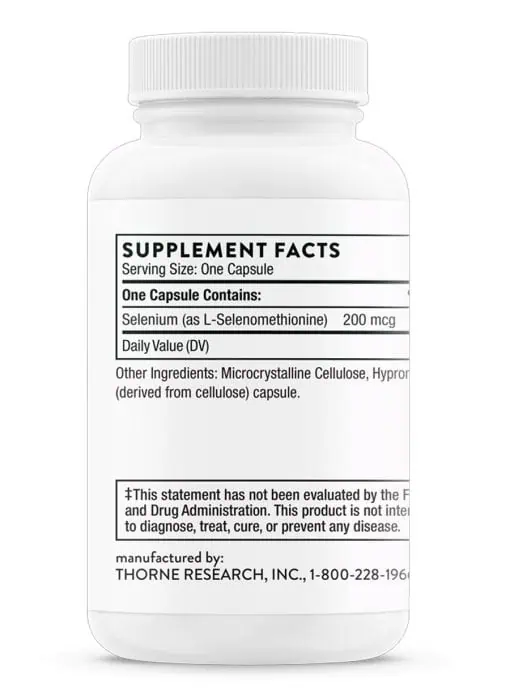 Thorne Selenomethionine - Highly absorbable selenium supplement for thyroid, immune, and antioxidant support.