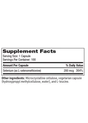 Seleno Met - 200 mcg of bioavailable selenomethionine for antioxidant, thyroid, and immune support.