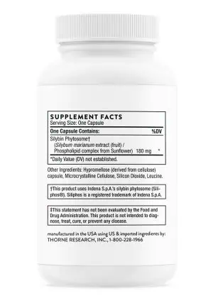 Thorne Siliphos (90 Capsules) - 180mg silybin phytosome (milk thistle) supplement for liver support and detoxification.