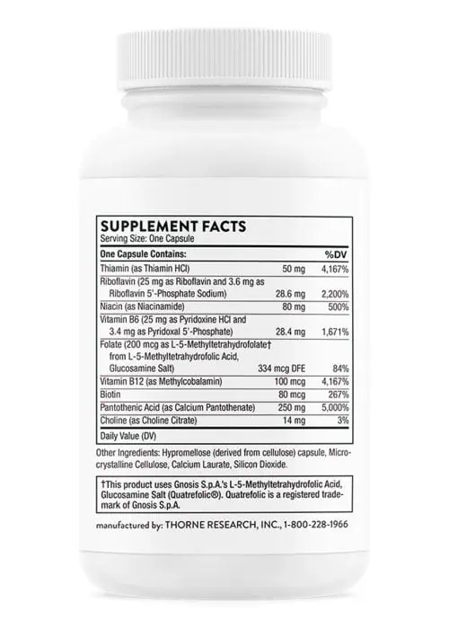 Thorne Stress B-Complex (60 Capsules) - Active B vitamin formula with extra B5 for stress and adrenal support.