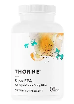 Thorne Super EPA (90 Gelcaps) - EPA-dominant omega-3 fish oil supplement for heart, mood, and joint support.
