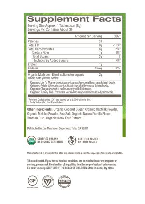 Om Mushroom Matcha Latte Blend Powder - with Lion's Mane, Reishi, and Chaga for focus and immune support.