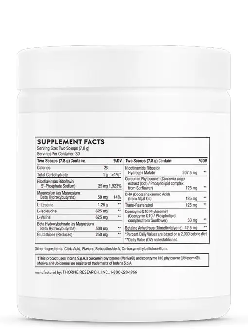 Thorne SynaQuell - Nootropic powder with ketones, BCAAs, and NR for daily brain health and cognitive support.