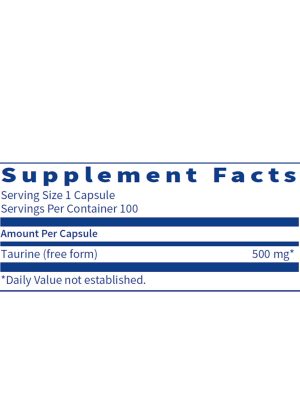 Taurine - 500mg of free form taurine to support heart and eye function.