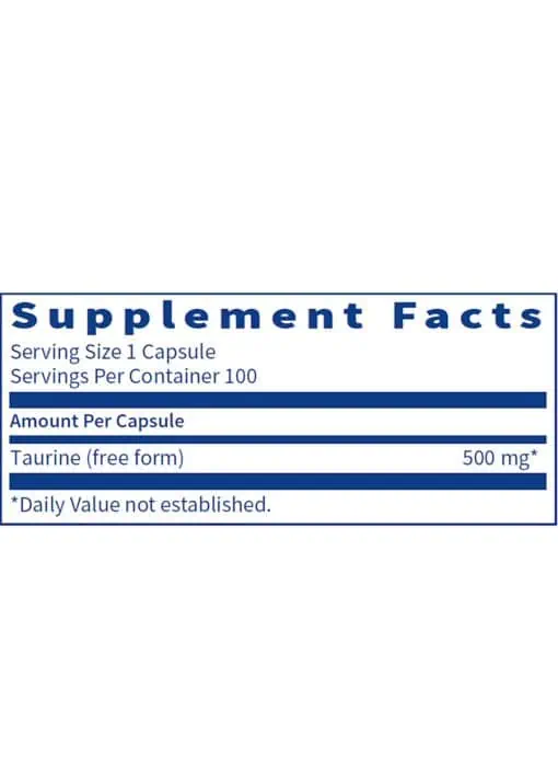 Taurine - 500mg of free form taurine to support heart and eye function.