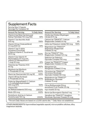 The Myers Way® Multivitamin Comprehensive, iron-free blend of vitamins and minerals selected for premium absorption and bioavailability