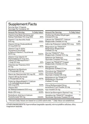 The Myers Way® Multivitamin Comprehensive, iron-free blend of vitamins and minerals selected for premium absorption and bioavailability
