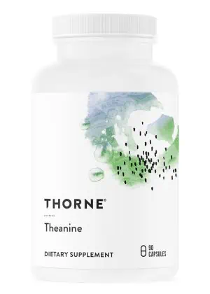 Thorne Theanine (90 Capsules) - 200mg Suntheanine supplement for sleep, stress, and focus.