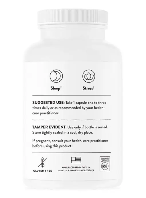 Thorne Theanine (90 Capsules) - 200mg Suntheanine supplement for sleep, stress, and focus.