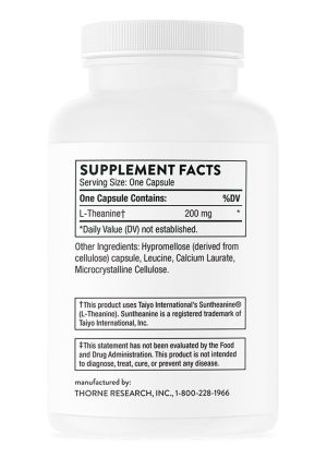 Thorne Theanine (90 Capsules) - 200mg Suntheanine supplement for sleep, stress, and focus.