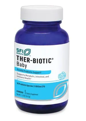 Ther-Biotic Baby - 10-strain, 5 billion CFU probiotic powder for infants' digestive and immune health.
