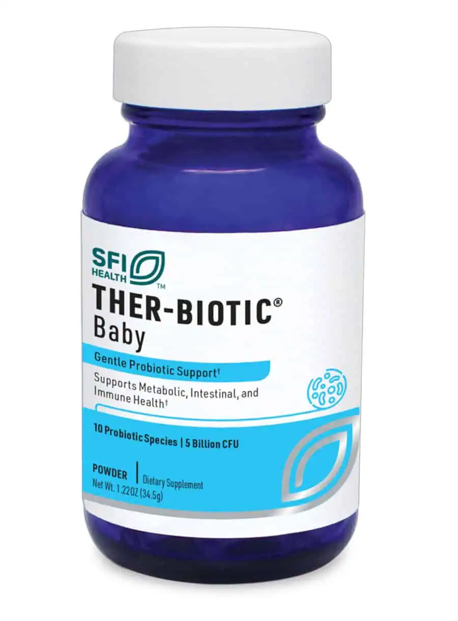 Ther-Biotic Baby - 10-strain, 5 billion CFU probiotic powder for infants' digestive and immune health.