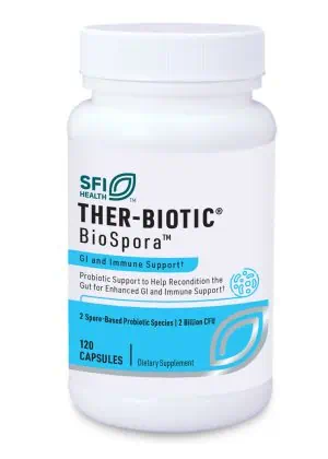 Ther-Biotic Biospora - Spore-based probiotic with Bacillus coagulans and subtilis for GI and immune support.