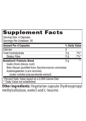 Ther-Biotic Biotagen Capsules - Prebiotic blend with inulin and beta-glucan for digestive and immune support.