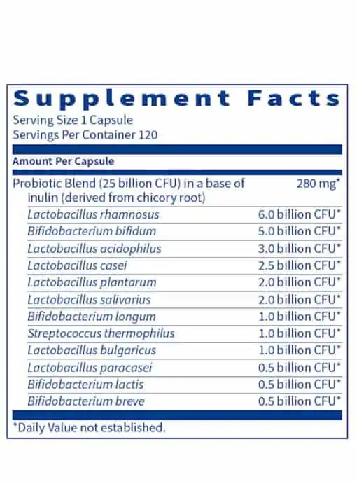 Ther-Biotic Complete - 12-strain, 25 billion CFU comprehensive probiotic for gut and immune health.