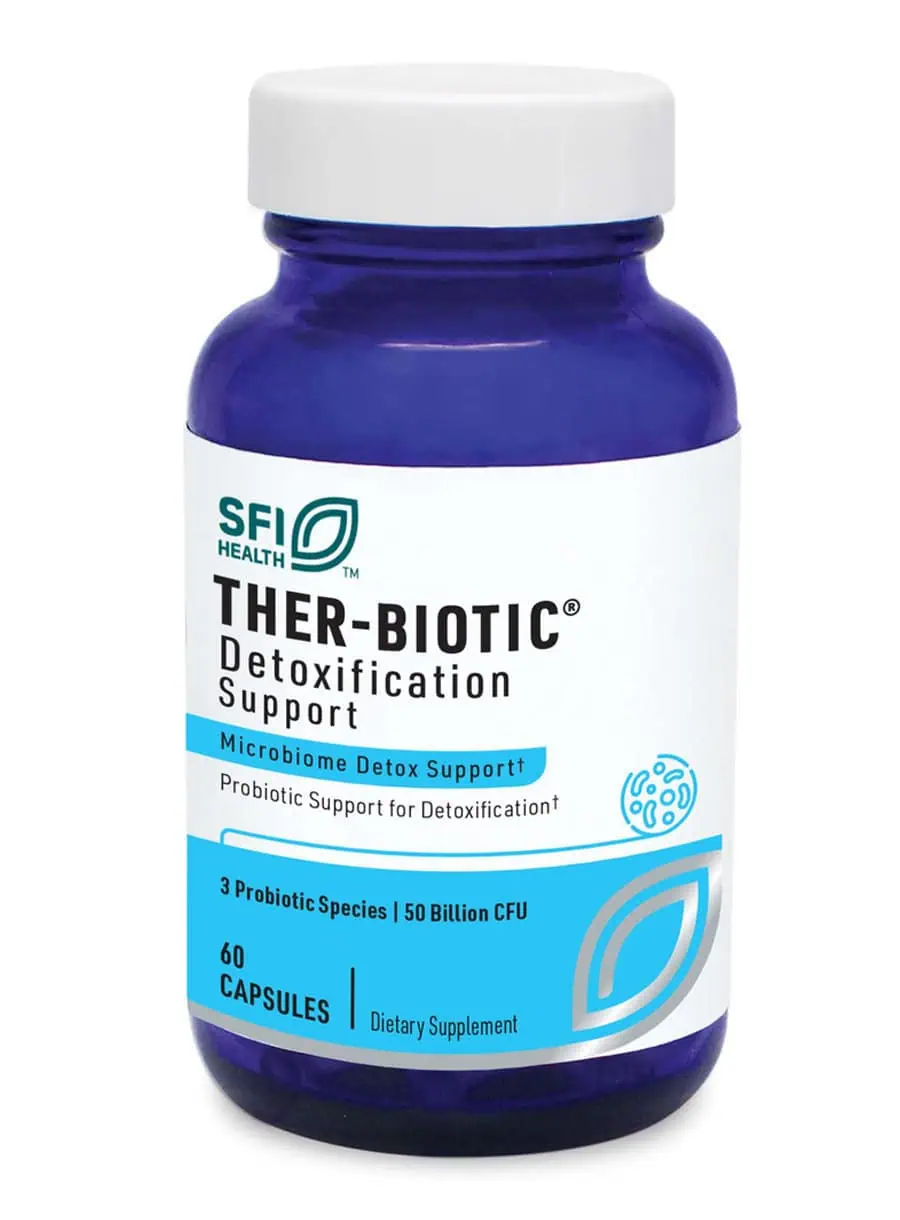 Ther-Biotic Detoxification Support - 50 billion CFU, 3-strain probiotic for gut barrier integrity and detox protocols.