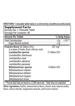 Ther-Biotic Kids Probiotic - 25 billion CFU, 8-strain chewable probiotic for children's digestive and immune health.