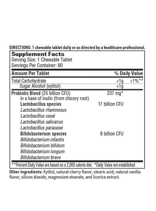 Ther-Biotic Kids Probiotic - 25 billion CFU, 8-strain chewable probiotic for children's digestive and immune health.