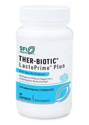 Ther-Biotic LactoPrime Plus - 12-strain probiotic free of prebiotics for sensitive digestive systems.
