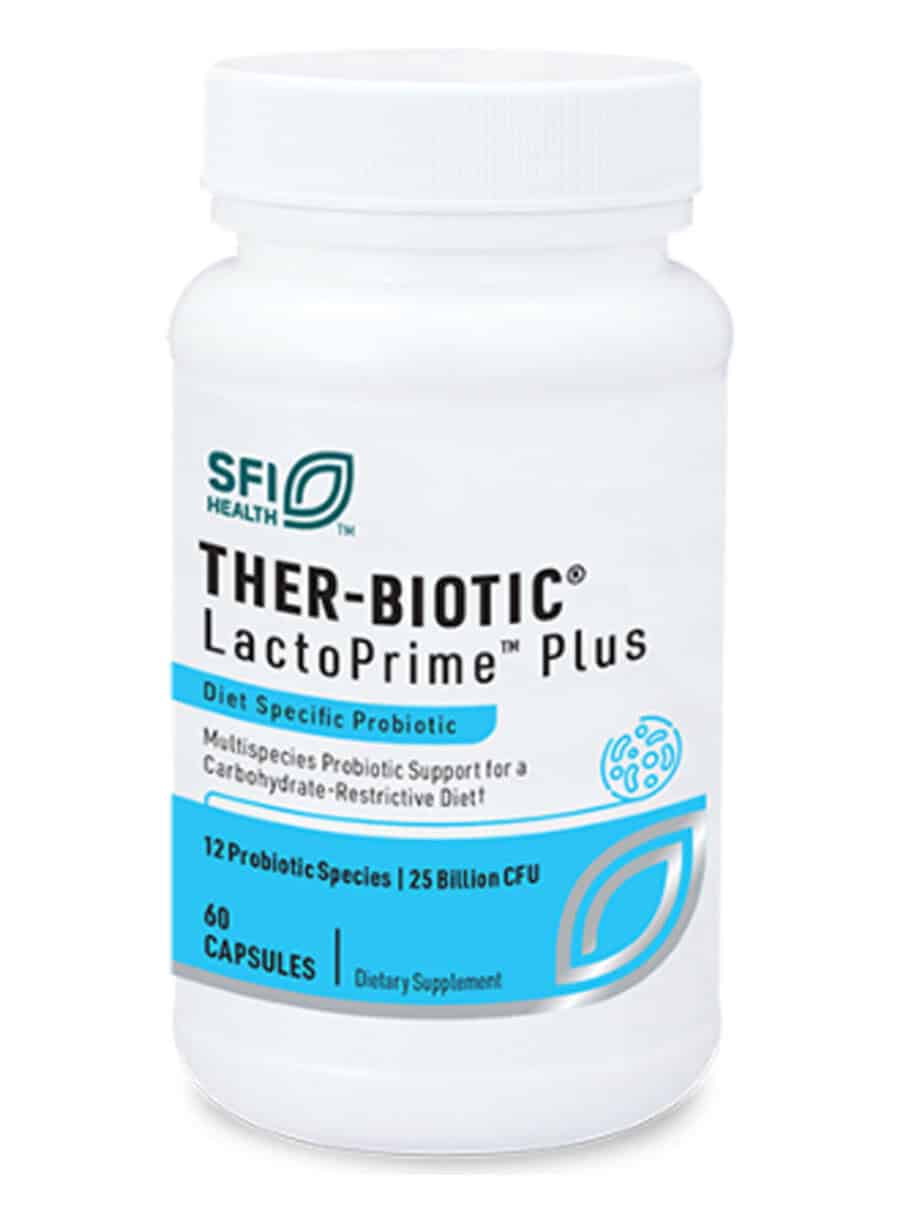 Ther-Biotic LactoPrime Plus - 12-strain probiotic free of prebiotics for sensitive digestive systems.