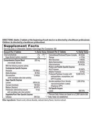 Ther-Biotic Vital-Zymes Chewable - Comprehensive digestive enzyme formula for adults and children.