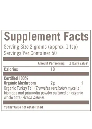 Om Turkey Tail Mushroom Superfood Powder (100g) - Organic immune support powder with beta-glucans.