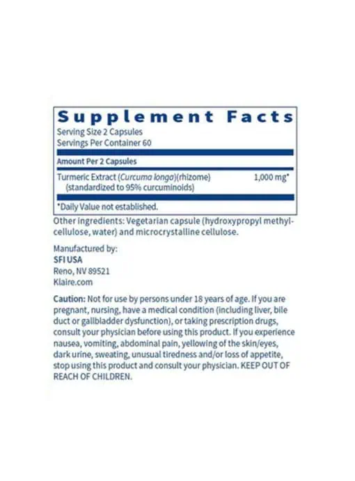 Turmeric Extract - Standardized to 95% curcuminoids for supporting a healthy inflammatory response.
