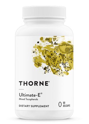 Thorne Ultimate-E (60 Gelcaps) - Natural vitamin E with mixed tocopherols for antioxidant and cardiovascular support.