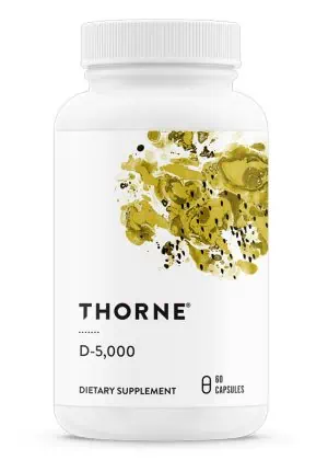 Thorne D-5,000 (60 Capsules) - Vitamin D3 5000 IU supplement for immune and bone support.