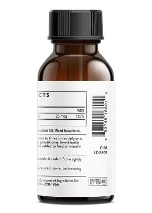 Thorne Vitamin D Liquid - Vitamin D3 drops in MCT oil for immune and bone support.
