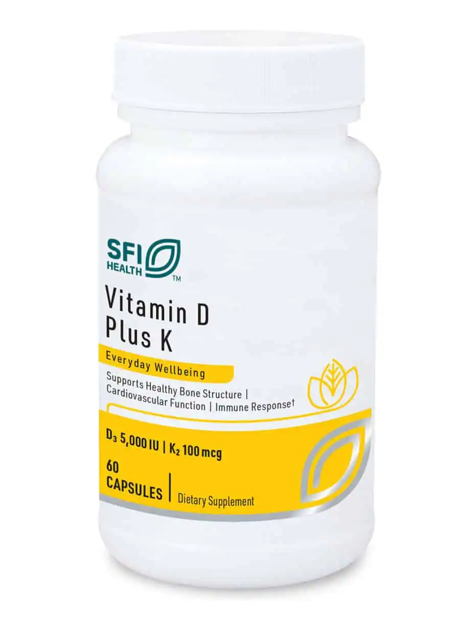 Klaire Labs Vitamin D Plus K - 5000 IU D3 and 100 mcg K2 (MK-7) for bone and immune support.