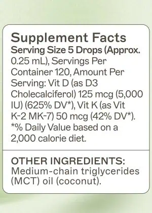 Vitamin D3/K2 Liquid Supports bone, immune, and hormone health