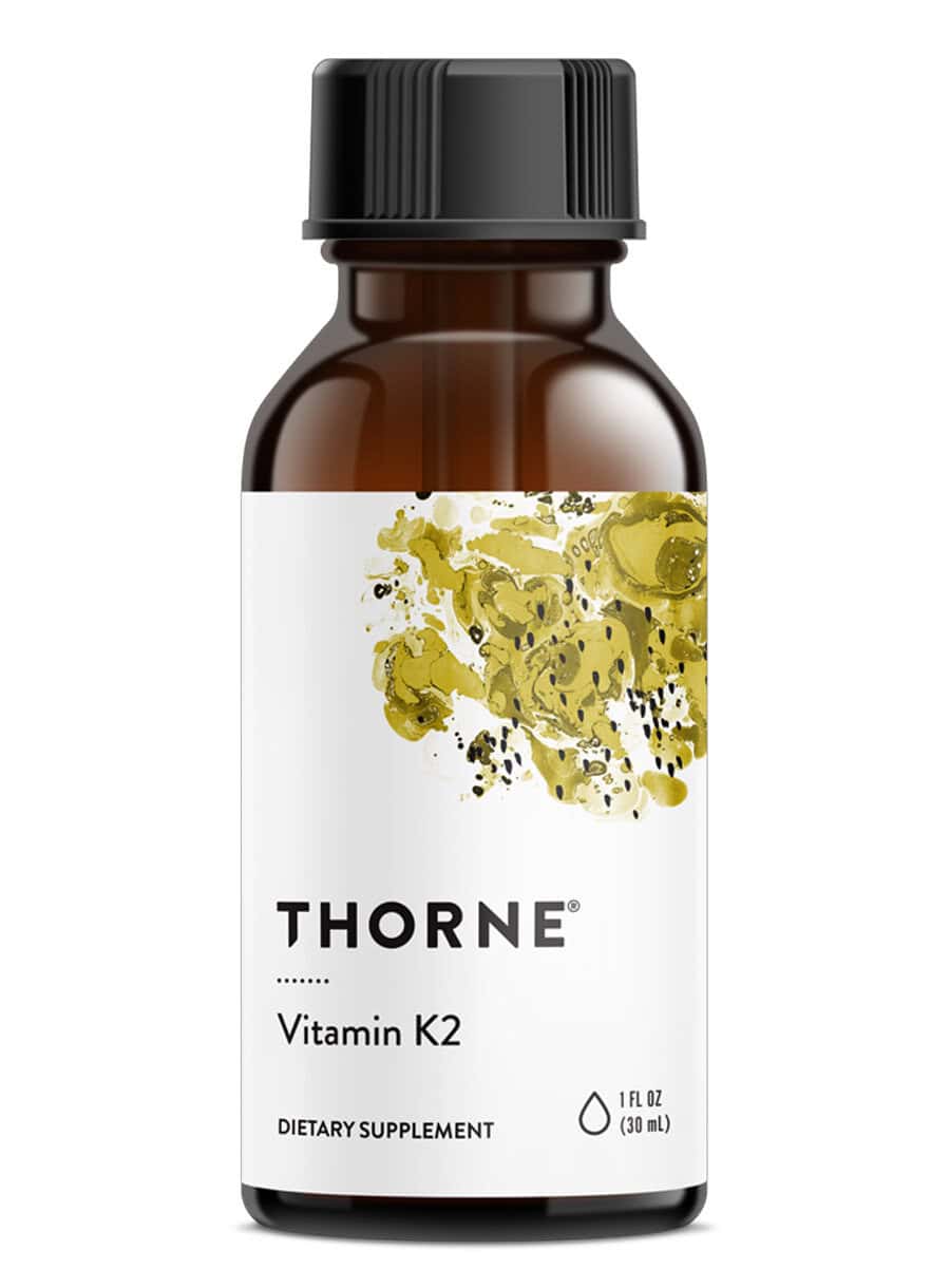 Thorne Vitamin K2 Liquid - High-potency liquid vitamin K2 (MK-4) drops for bone and heart health.