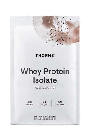 Thorne Whey Protein Isolate (14 Chocolate Packets) - NSF Certified protein powder for muscle growth and recovery.