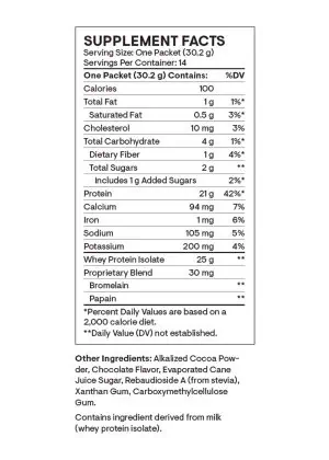 Thorne Whey Protein Isolate (14 Chocolate Packets) - NSF Certified protein powder for muscle growth and recovery.
