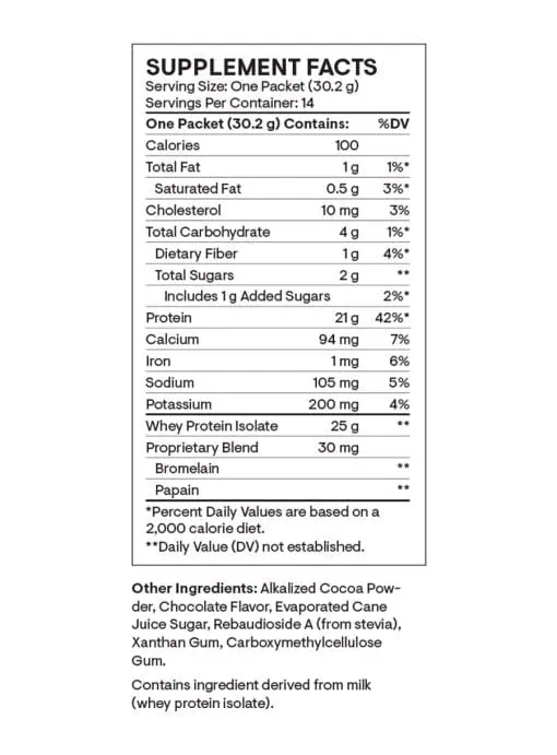 Thorne Whey Protein Isolate (14 Chocolate Packets) - NSF Certified protein powder for muscle growth and recovery.