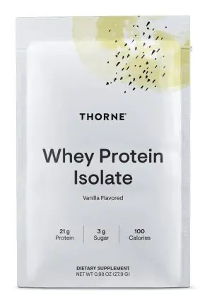 Thorne Whey Protein Isolate (14 Vanilla Packets) - NSF Certified protein powder for muscle growth and recovery.