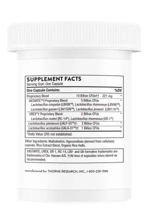 Thorne Women's Daily Probiotic (30 Capsules) - Probiotic supplement for vaginal, urinary, and GI health.