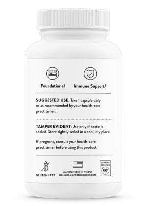 Thorne Zinc Bisglycinate (60 Capsules) - 30mg chelated zinc supplement for immune and skin health.