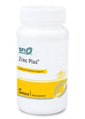 SFI Health Zinc Plus - Zinc citrate with copper, vitamin C, and B6 for immune support.