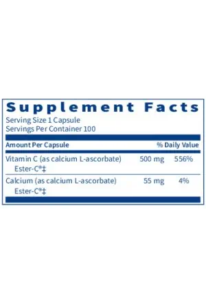 SFI Health Ester-C - 500mg of buffered, non-acidic Vitamin C for immune support.