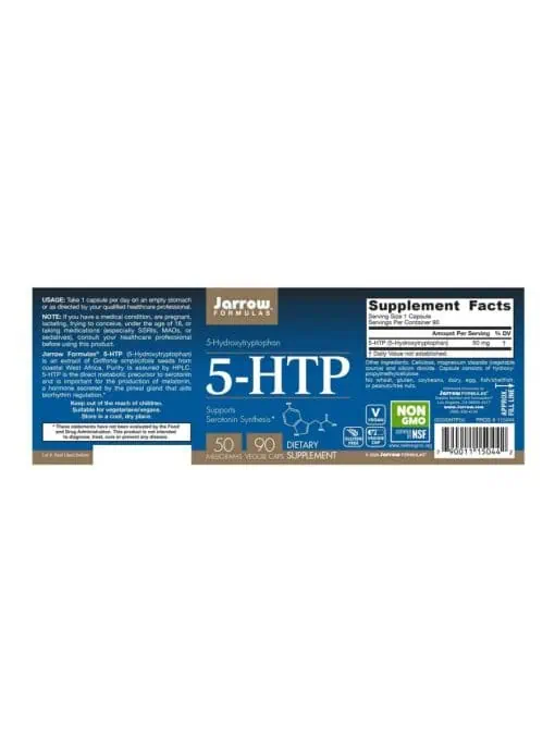 Jarrow Formulas 5-HTP 50mg -- serotonin support, mental health - Back