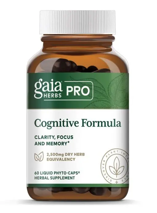 Herbal brain support supplement promoting mental clarity, memory, and cognitive performance with adaptogenic botanicals and antioxidants