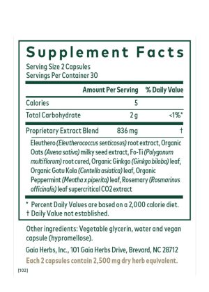 Herbal brain support supplement promoting mental clarity, memory, and cognitive performance with adaptogenic botanicals and antioxidants