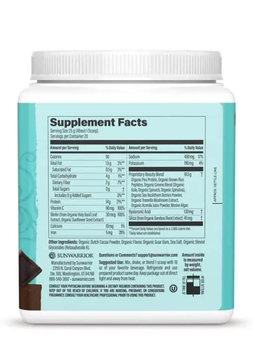 Sunwarrior Collagen Plant Based Chocolate - vegan collagen, beauty supplement