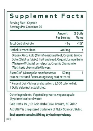 Digestive lining and gut barrier support formula with herbal extracts including astragalus, gotu kola, and chamomile for intestinal health