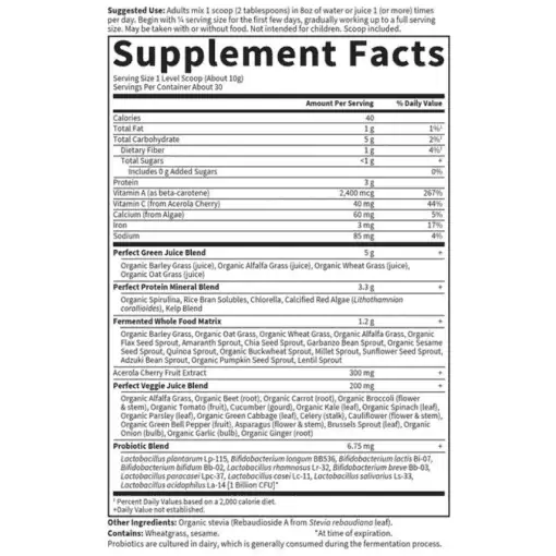 Garden of Life Perfect Food Super Green Formula — Nutrient-Dense Superfoods, Probiotics