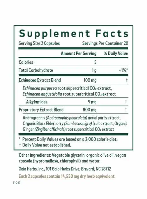 Gaia Herbs Immune Activator with echinacea, elderberry, and andrographis for rapid immune defense