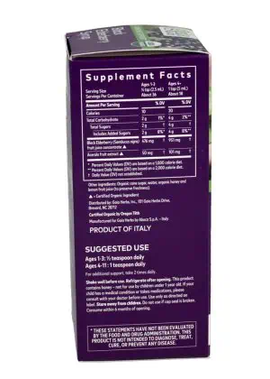 Gaia Herbs Kids Black Elderberry Syrup for immune support with organic elderberry and acerola